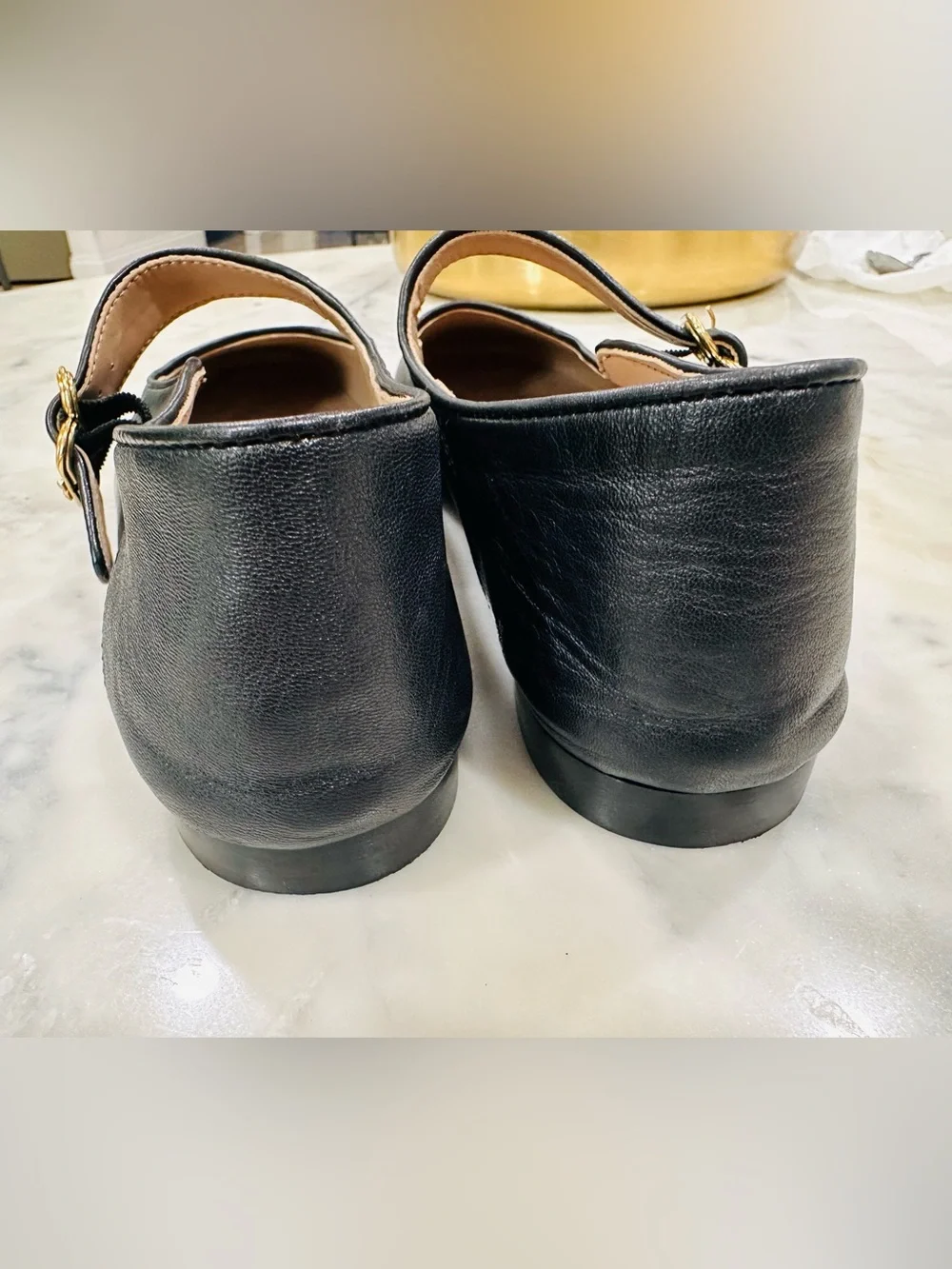 Sam Edelman Michaela Leather Mary Jane Flats Sz 11M gold buckle strap classic - Picture 8 of 13